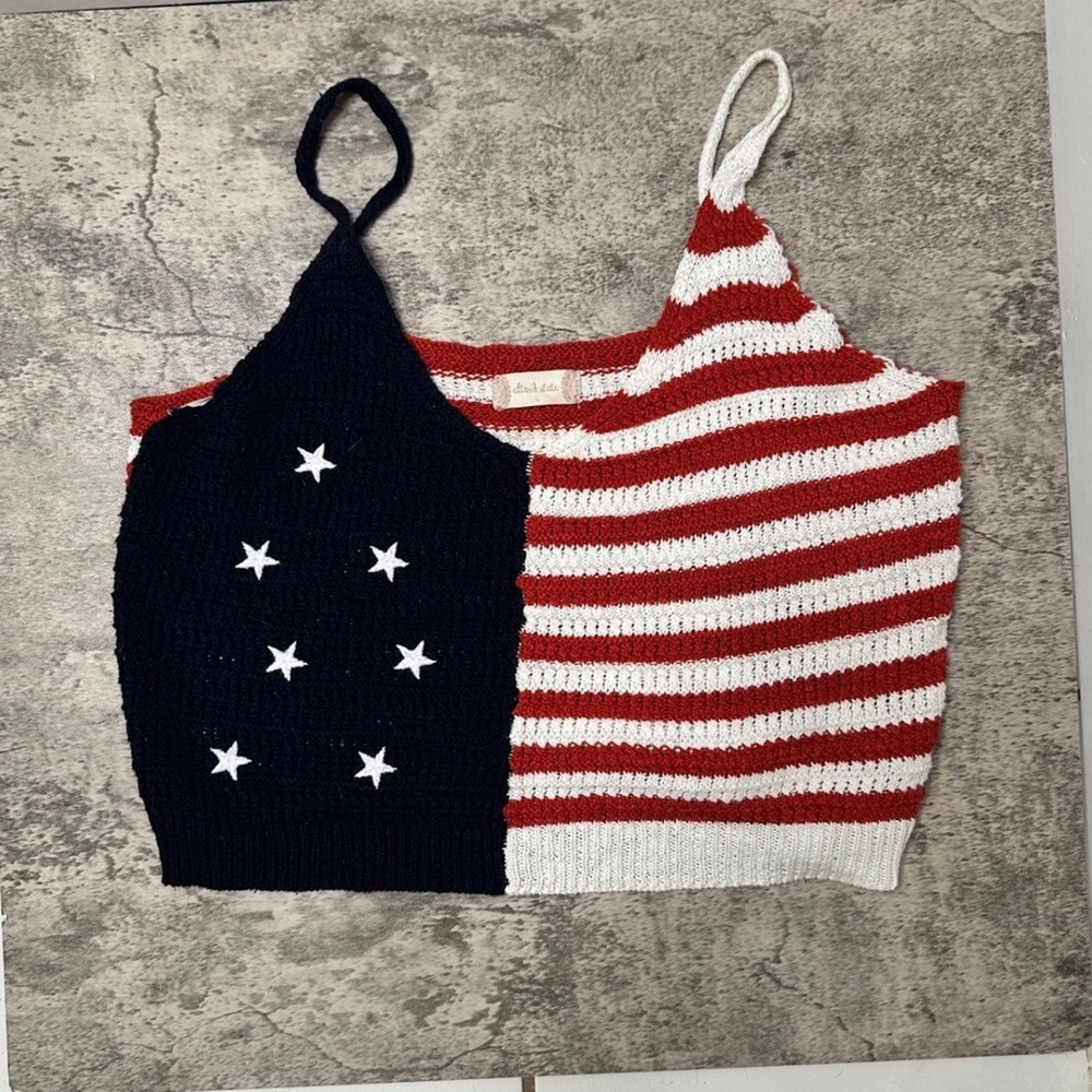 Altar'd State American Flag Knit Crop Top